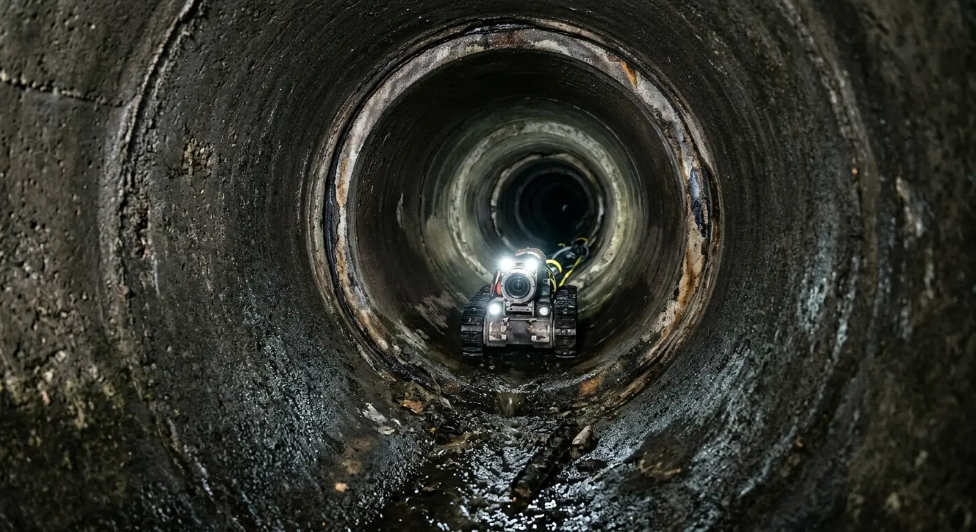 Robotic sewer camera inspecting pipe interior for Sewer Line Repair in Fruitland Park